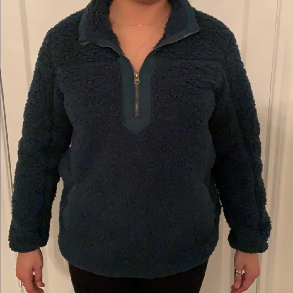 Dark Green Fleece/ half zip pull over